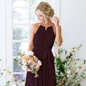 Revelry Eliza Chiffon Faux Wrap Dress in color wine berry, size 8